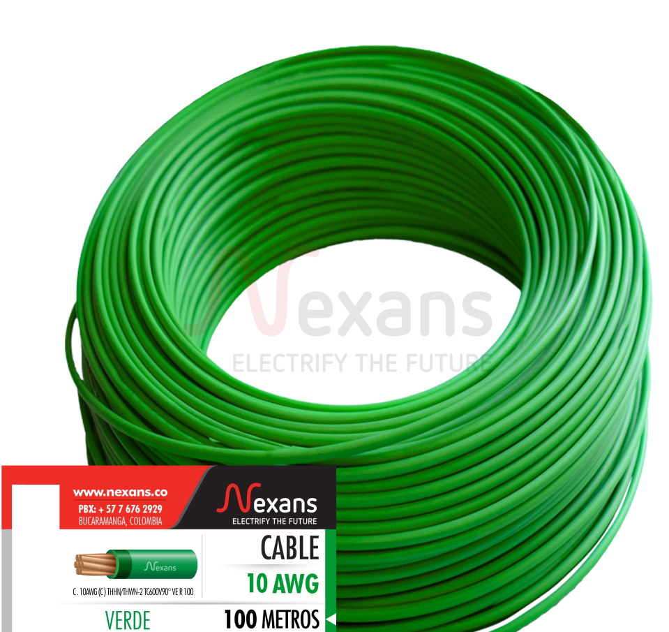 CABLE CU AISLADO THHN/THWN No 10 VERDE