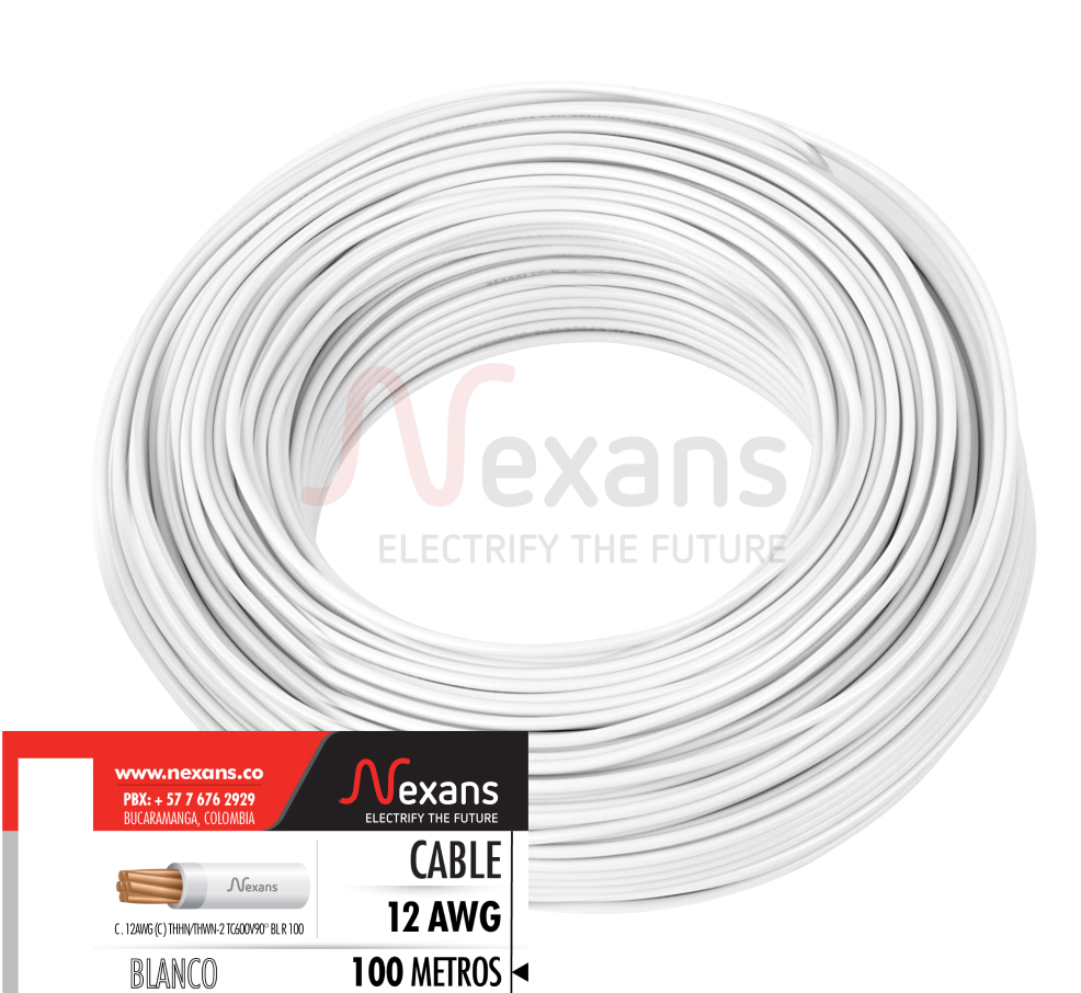 CABLE CU AISLADO THHN/THWN No 12 BLANCO