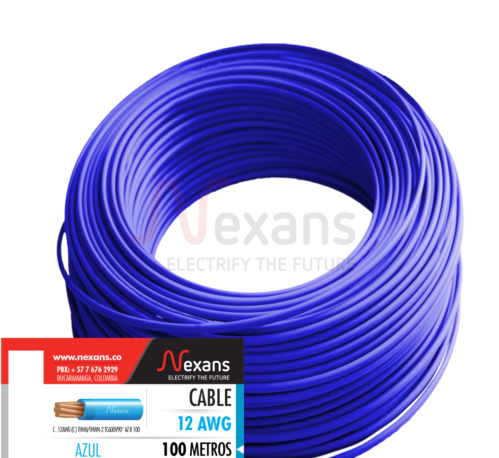 CABLE CU AISLADO THHN/THWN No 12 AZUL