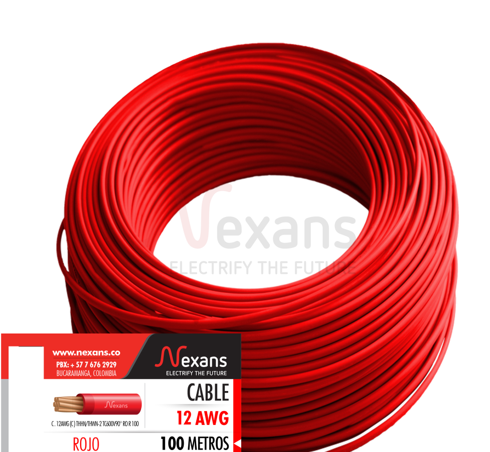 CABLE CU AISLADO THHN/THWN No 12 ROJO