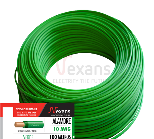 [NX10011475] ALAMBRE CU AISLADO THHN/THWN No 10 VERDE