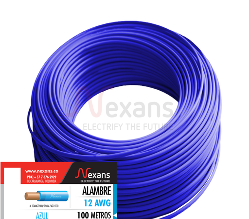 [NX10011478] ALAMBRE CU AISLADO THHN/THWN No 12 AZUL