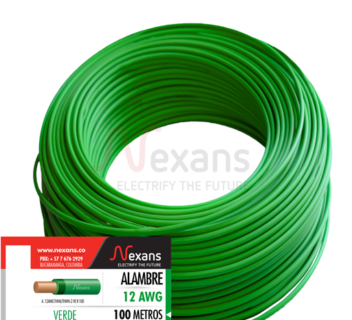 [NX10011481] ALAMBRE CU AISLADO THHN/THWN No 12 VERDE