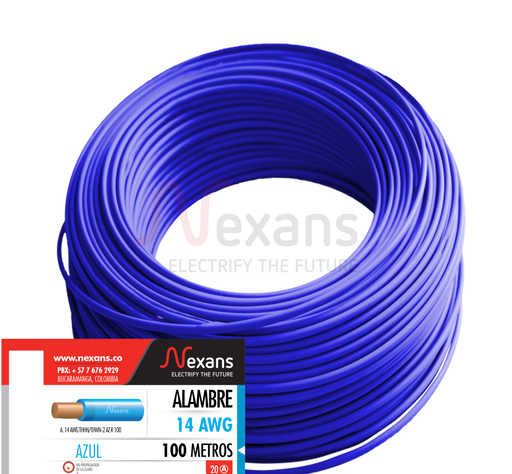 [NX10011484] ALAMBRE CU AISLADO THHN/THWN No 14 AZUL