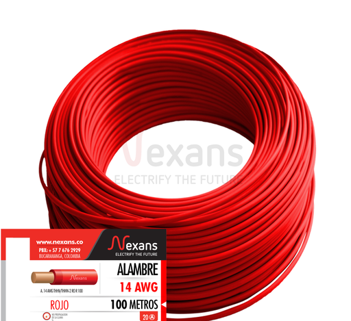 [NX10011485] ALAMBRE CU AISLADO THHN/THWN No 14 ROJO