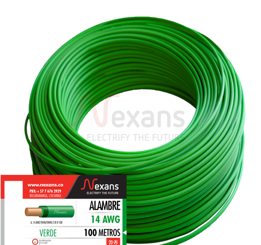 [NX10011487] ALAMBRE CU AISLADO THHN/THWN No 14 VERDE